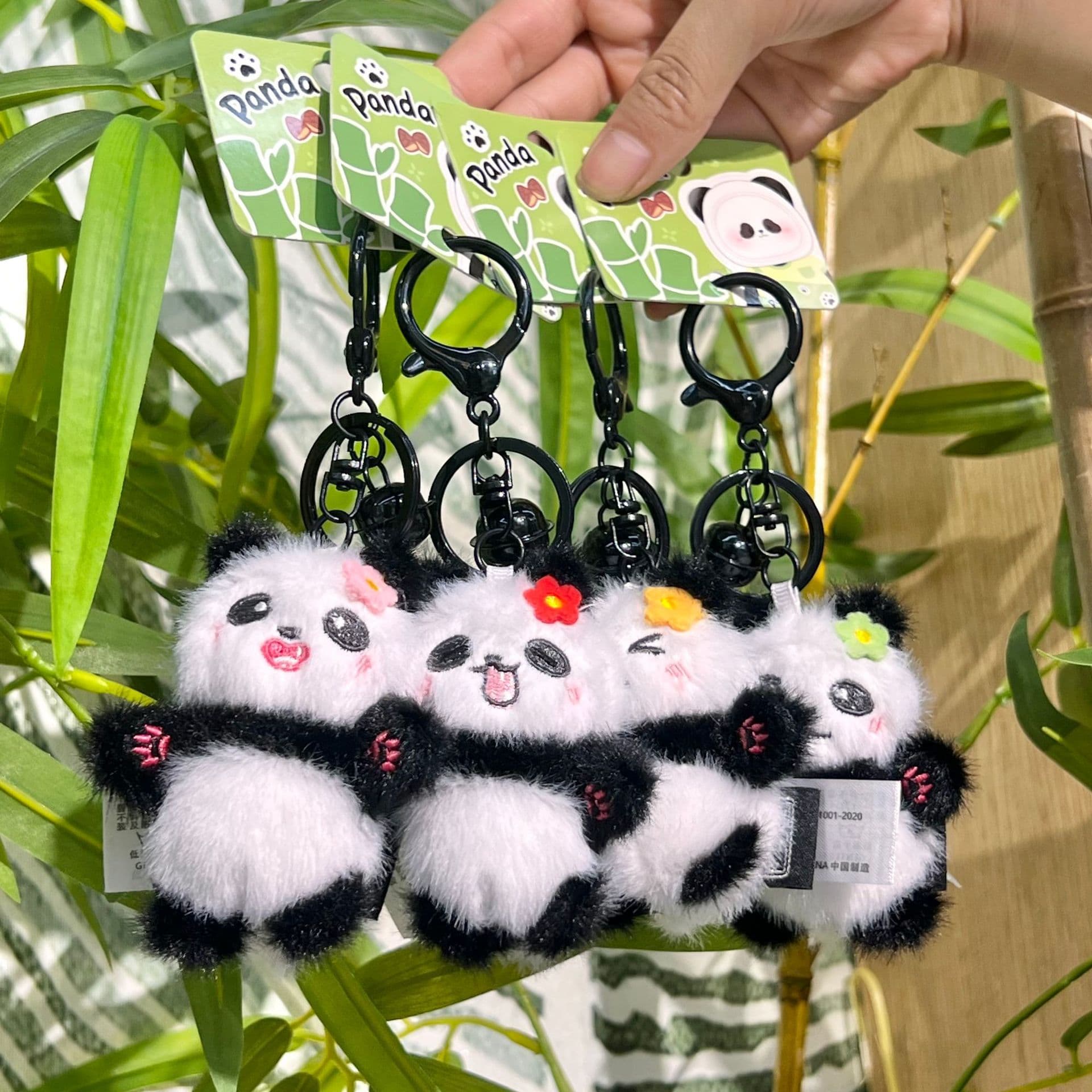 Cute Mini Keychain Backpack Small Exquisite Adorable Expression Flower Panda Pendant