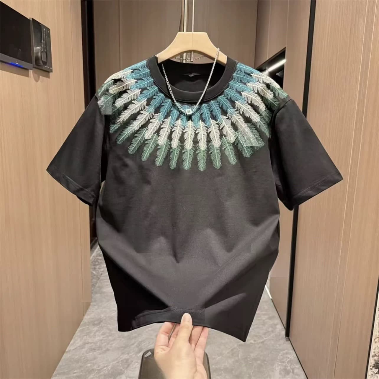T-shirt à manches courtes brodé pour homme, confortable et polyvalent, style coréen, idéal pour l'été, sous-vêtement jeune et tendance, en pol