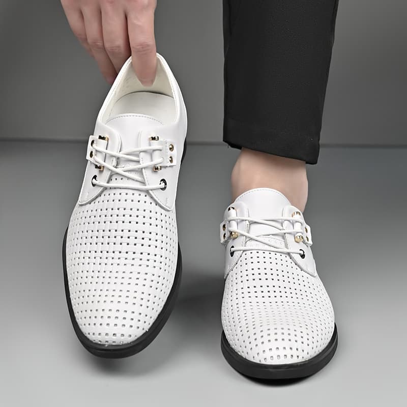 2025 Summer Business Formal Hole Shoes Men's Hollow Casual Korean Style Leather Sandals