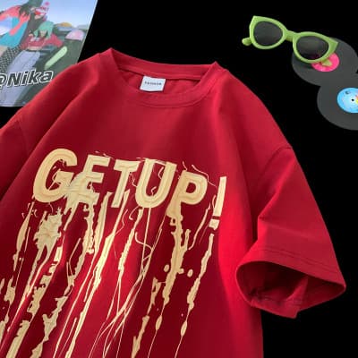 2024 New Body Feel Adhesive Print Short Sleeved T-shirt For Boys Pure Cotton Trendy Brand T-shirt