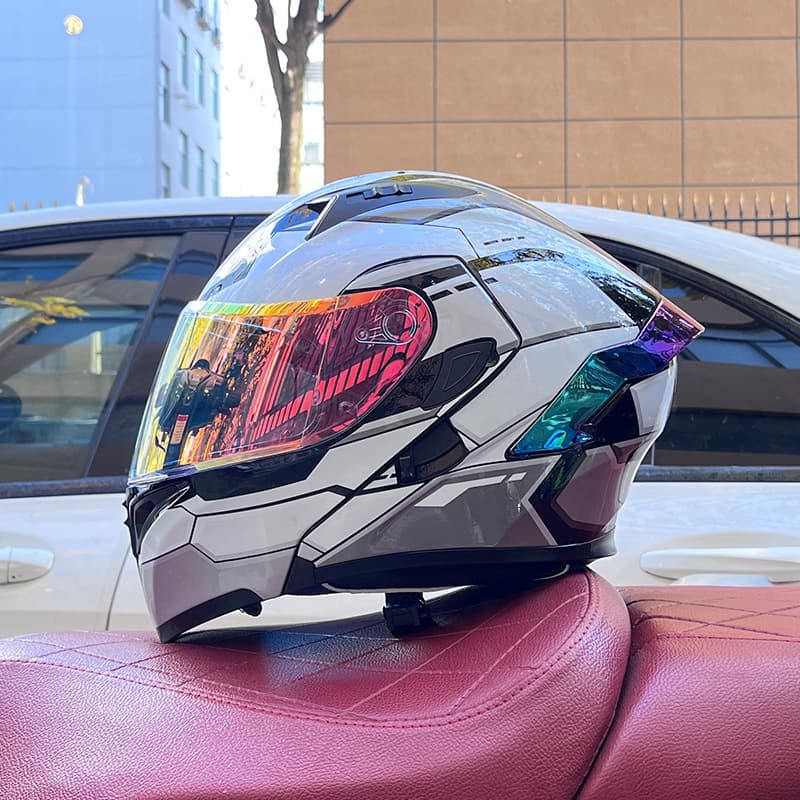 Motorcycle Accessories & Parts certified motorcycle helmet men's and women's flip up helmet double mirror winter tail semi full cover
