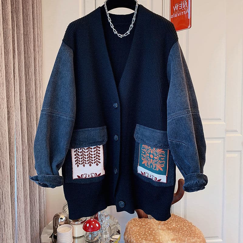 Women's Clothing Autumn New Style Age Reducing Slimming Belly Fat Girl Hooded Denim Splicing Casual Jacket
