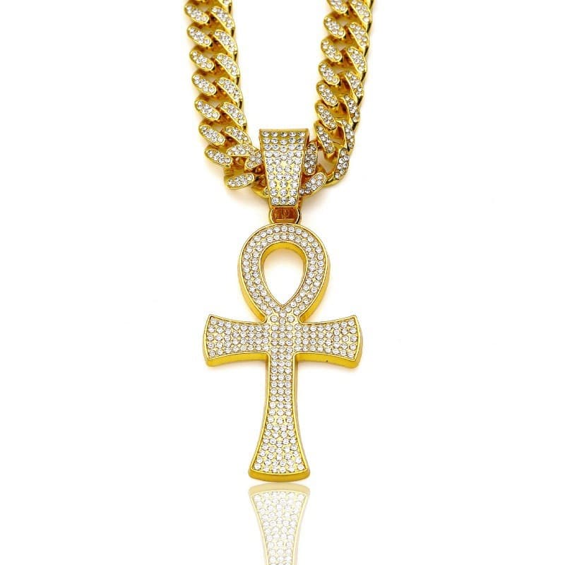Hip Hop Men's Cuban Chain Necklace Full Diamond Unique Cross Pendant Style Fashion Jewelry