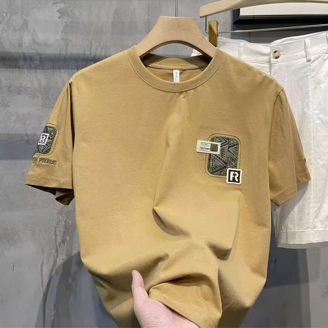 Men's Clothing Men's Slim Fit Short Sleeved T-Shirt Pure Cotton Printed Top Summer Trendy Clothing For Formal & Casual