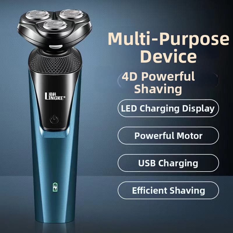 Lingke 8806 Electric Beard Razor Set for Men 3-in-1 Three Blade USB Rechargeable Washable Shaver