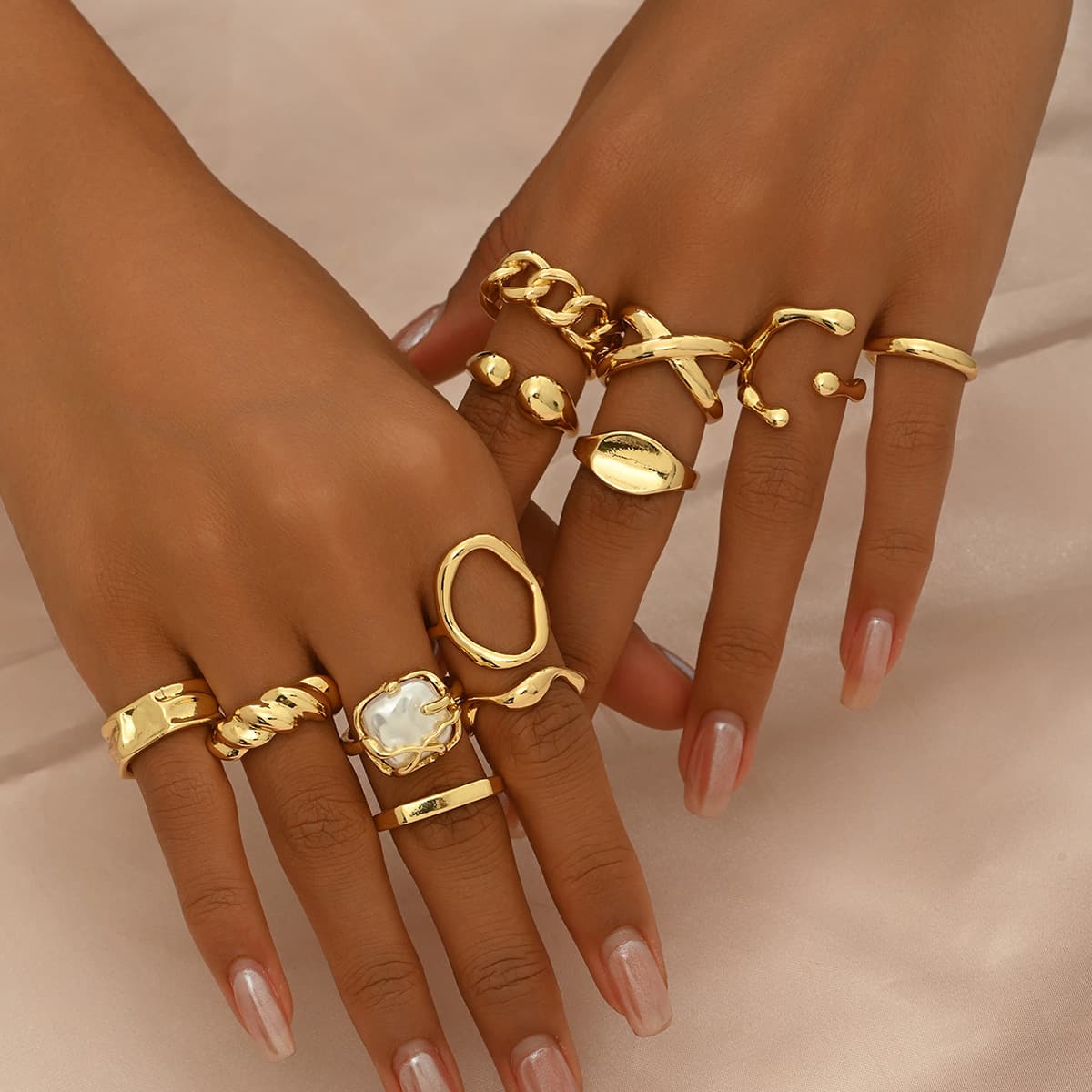 Women's Open Adjustable Ring Personality Geometric Niche Design Irregular Ring