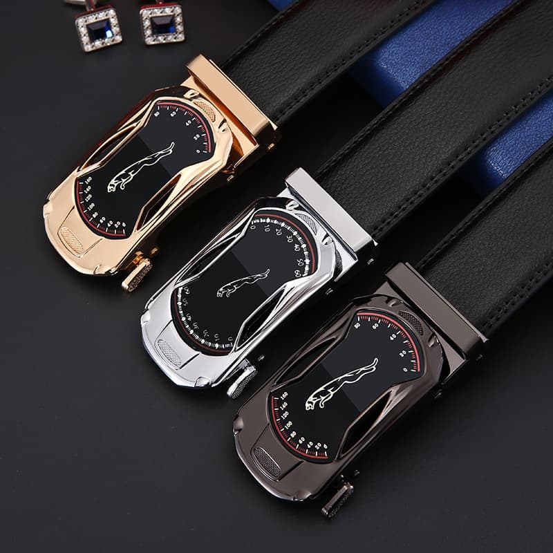 Men's Leather Belt Automatic Buckle Double Leather Casual Belt Men's Business Belt