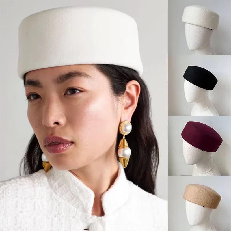 Cross-Border New Beret Autumn Winter Pillbox Dark 100% Wool French Felt Niche Bucket Hat For Women