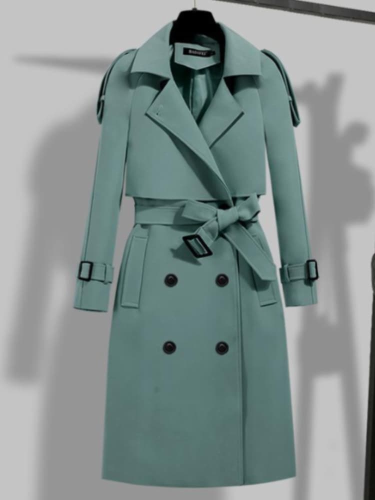 New Trench Coat for Women 2023 Winter Autumn Solid Lapel Double-breasted Long Overcoat Tops Windbreaker Women Clothing