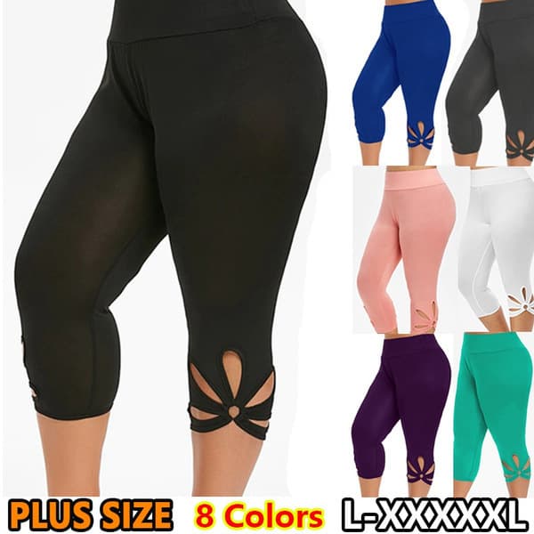 Women's Clothing Women's Solid Color High Waist Hip Lifting Hollow Large Size Pants Sports Yoga Leggings