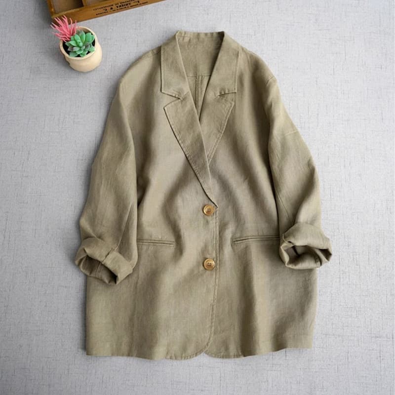 Italian High-End Minimalist Cotton Linen Long Sleeved Jacket For Women's Spring And Autumn Fashion, Age Reducing Casual