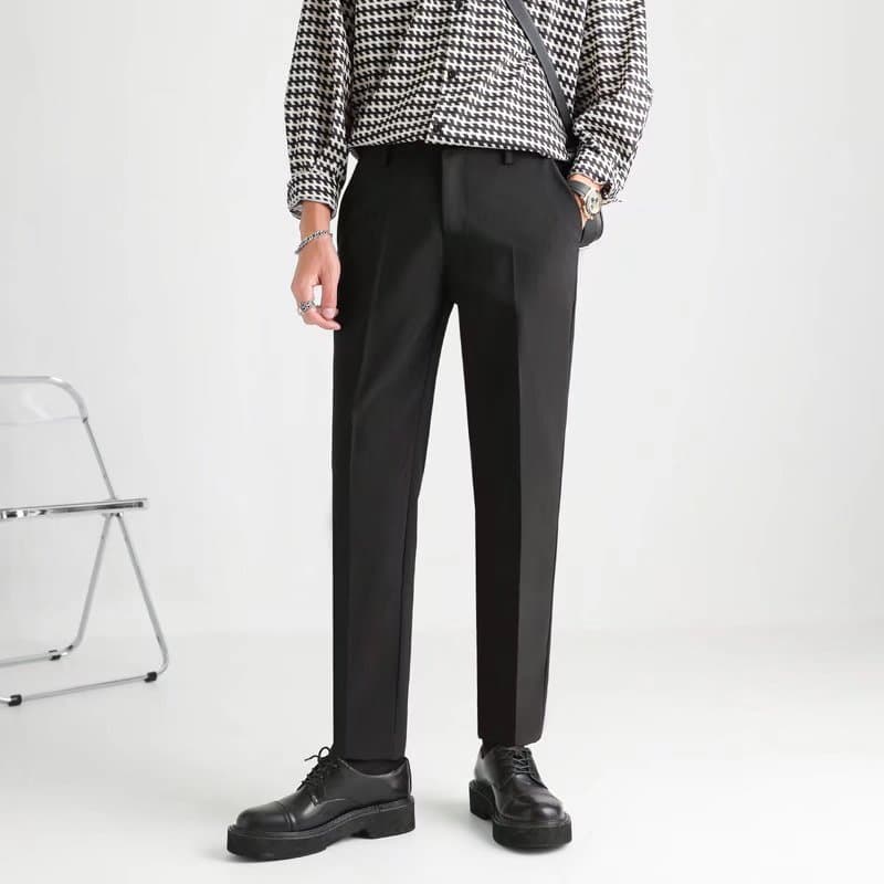 Men's Clothing Small Suit Trousers Men's Drape Nine Point Trousers Business Casual Trendy British Straight Loose Suit Trousers