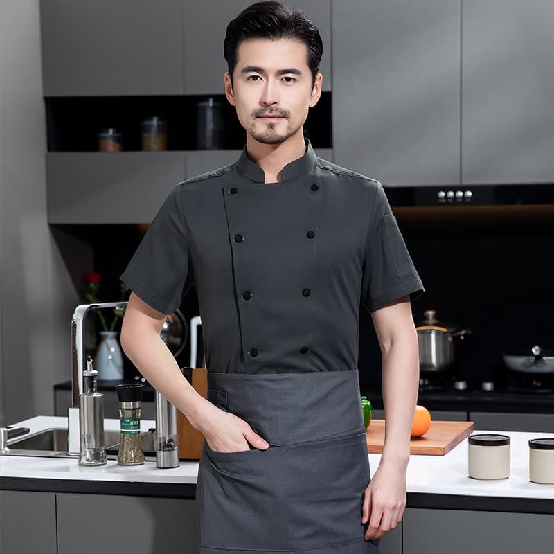 Men's Clothing chef uniforms work clothes short sleeved thin catering hotel kitchen restaurant