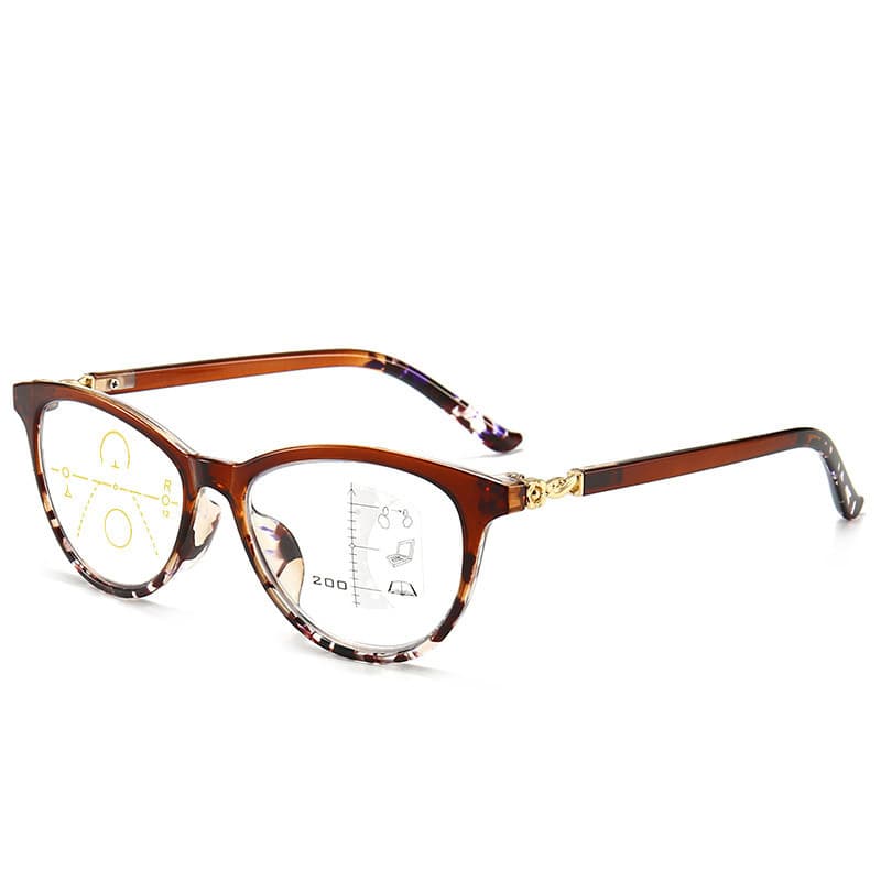 Comfortable Women's Progressive Multifocal Reading Glasses With Blue Light Blocking, Large Frame For Reading & Computer Use