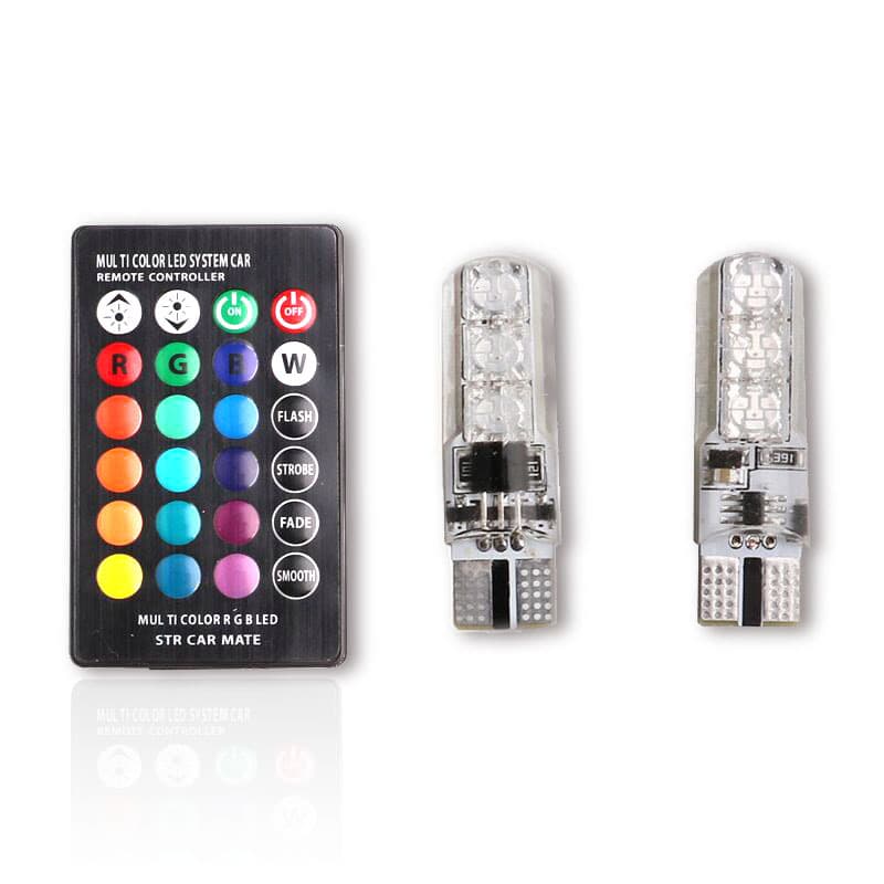 Automotive LED wide light bright silicone 5050-6SMD wireless remote control RGB colorful flash T10 small Lamp licence plate