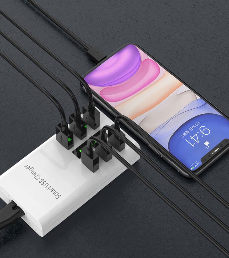 6-port 30W high-power portable charging source adapter for Apple Android mobile phone USB charger