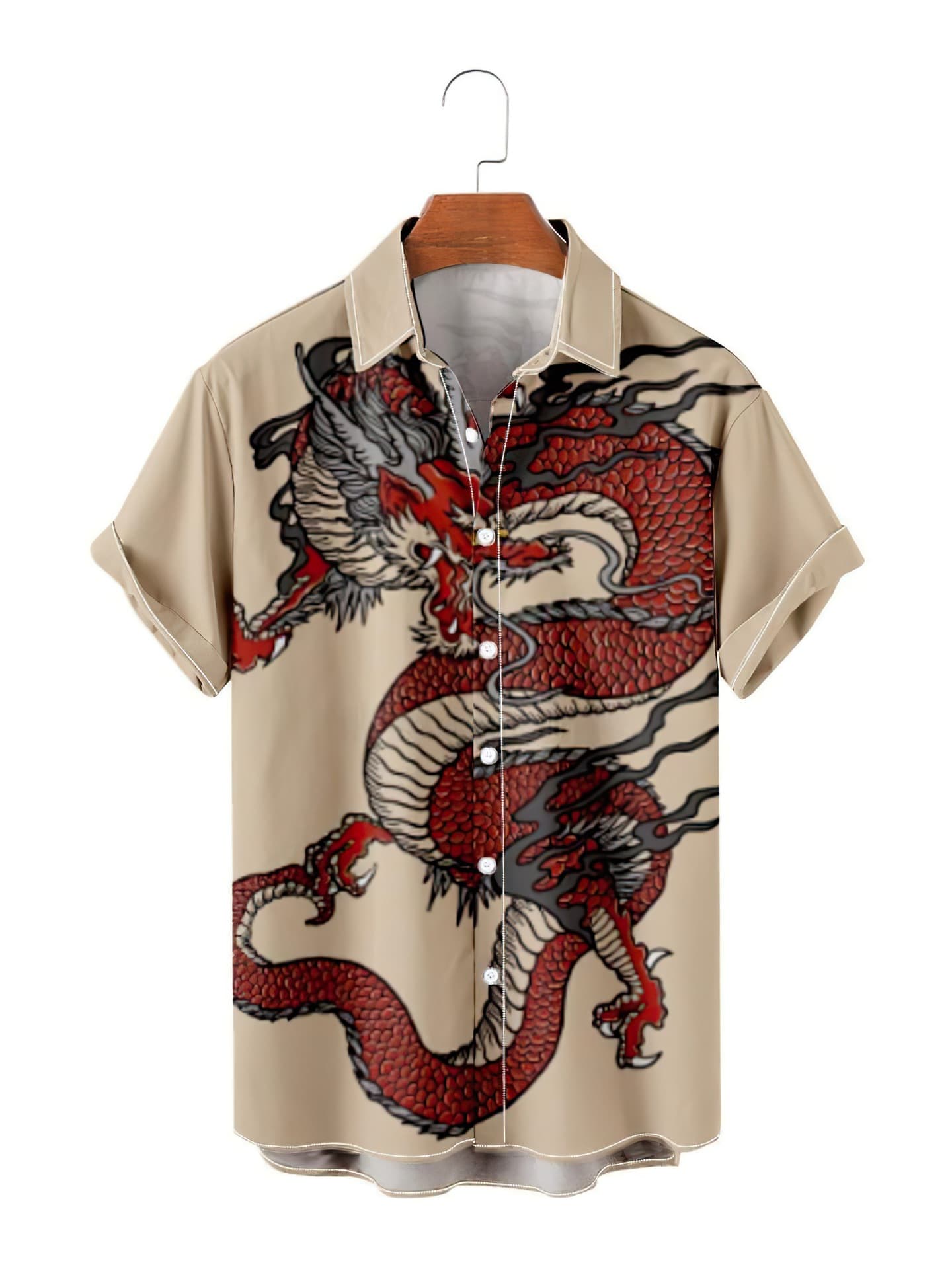 Men's clothing in stock 2024 ashion brand 3D digital printing dragon ancient style men's casual shirt