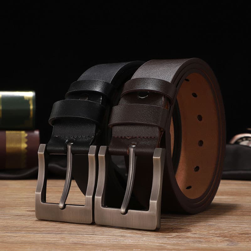 Men's Belt New Cow Two Layer Pin Buckle Belt Youth Belt Casual Belt
