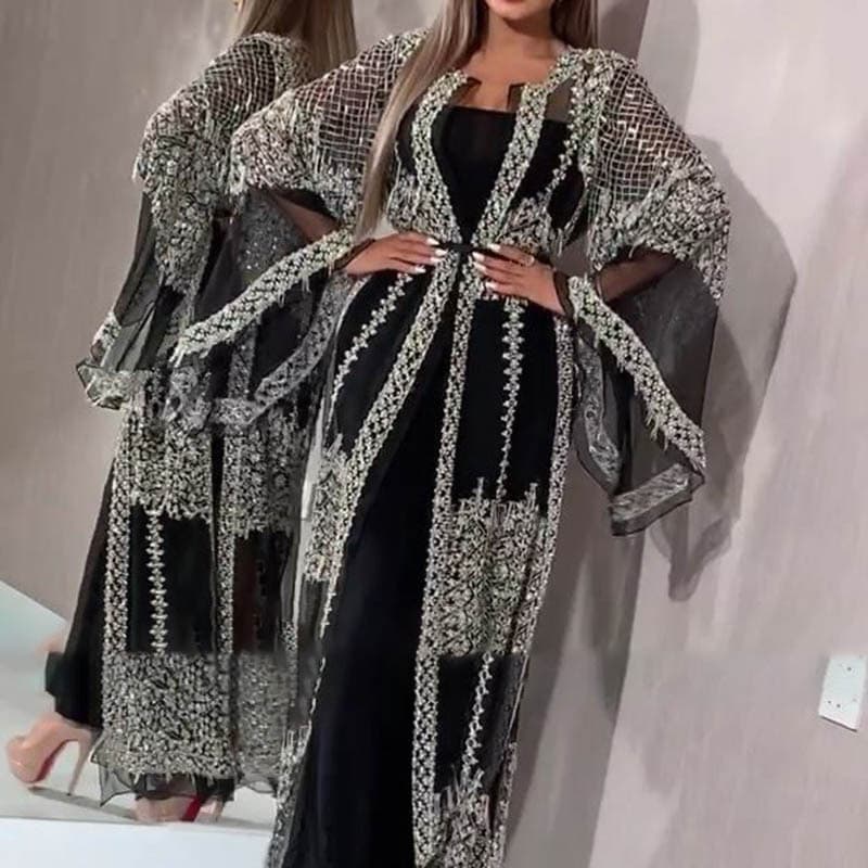 Women's clothing independent station hot stamping big swing sexy long skirt shawl banquet evening dress