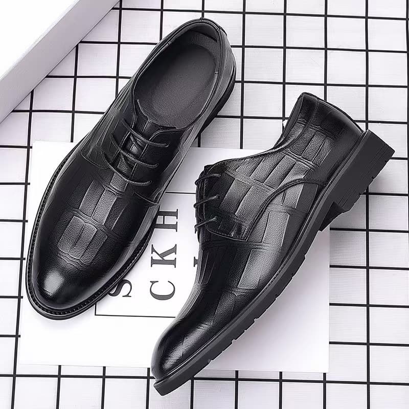 Men's Formal Dress Shoes - Breathable PU Leather Oxfords For Business & Casual Wear, Slip-Resistant & Lightweight, Classic Pointed Toe Design