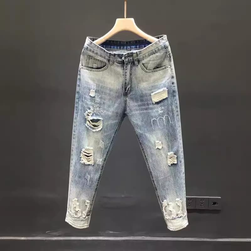 Men's Clothing Beggar's Hole Jeans Men's Summer Men's Trendy Brand Trendy Nine Point Pants Men's Casual Washed Nine Point Pants