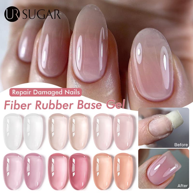 UR SUGAR New Colorful Fiber Rubber Base Coat - Ice Transparent Nail Repair & Construction Gel For Strengthening