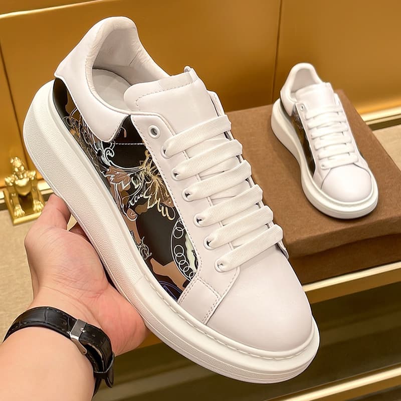 New's New Fashion Trend, Light Luxury, Women's Head, White Shoes, Men's Leather, Height Increasing, Thick Soled