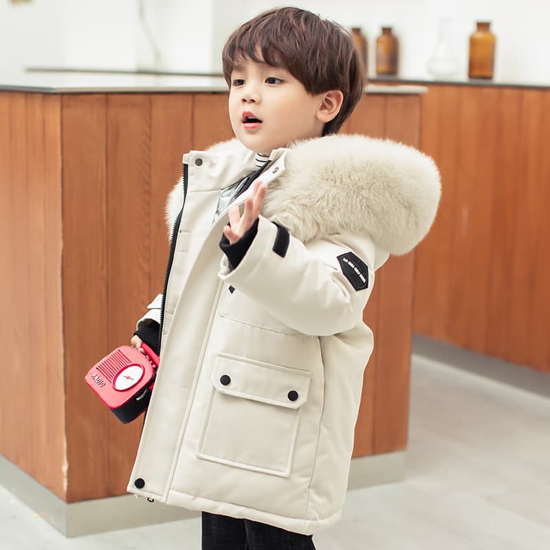Kid's Clothing Boys Down Jackets For Small And Medium Sized Children New Children's Down Jackets Medium Length Boys' Winter Thickened Coats