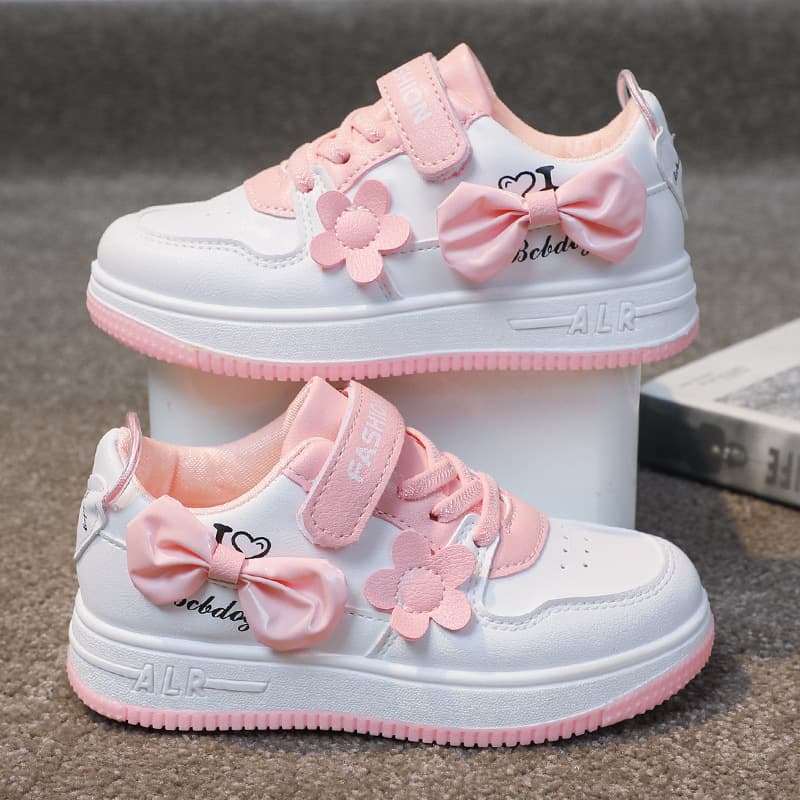 Spring And Autumn New Children's White Shoes Girls Flower Student Casual Sports Shoes Low Top Round Toe Running Shoes