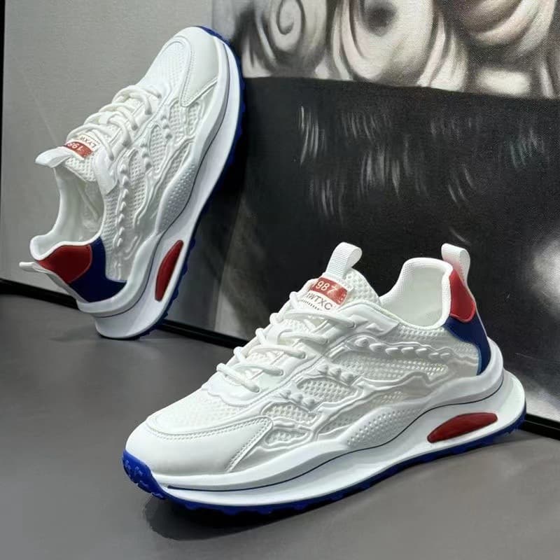 Men's Breathable Mesh Running Shoes - Lightweight Summer Sneakers With Soft Sole, Hollow Design, Casual White Shoes For Walking & Sports