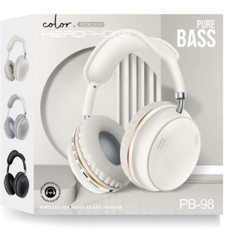 PB-98 Wireless Bluetooth Headphones Over-Ear With Deep Bass, LED Breathing Lights, 8H Playtime, Dual Stereo For Gaming/Sports