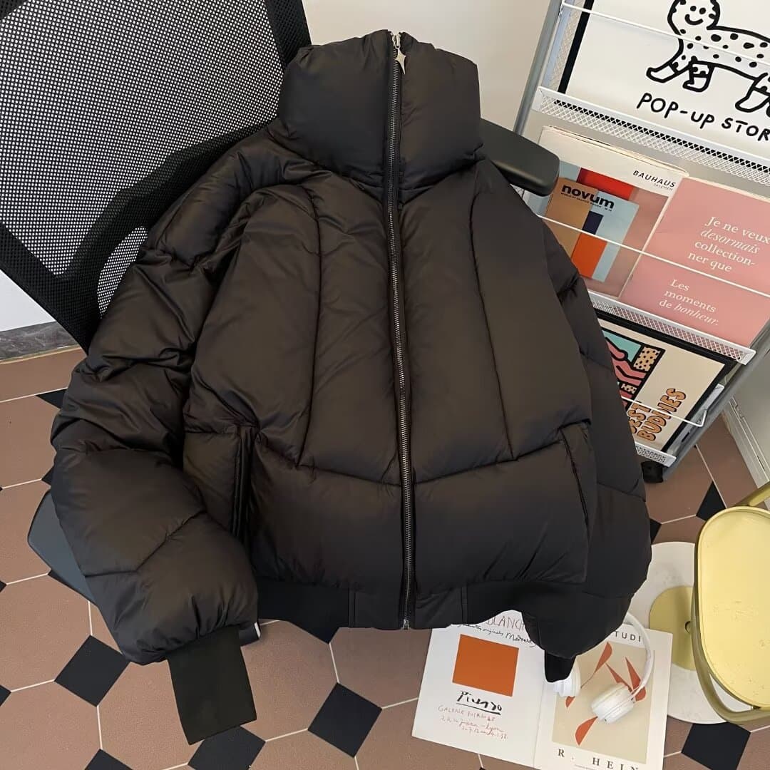 Men's Clothing Men's Short Puffer Jacket With High Neck, Oversized Streetwear Style, Lightweight & Warm Winter Coat For Urban Fashion