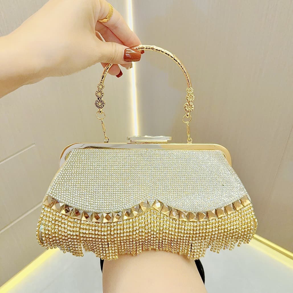 Women's Bags New tassel rhinestone bag evening dress banquet handbag diamond bag celebrity crossbody handbag evening bag