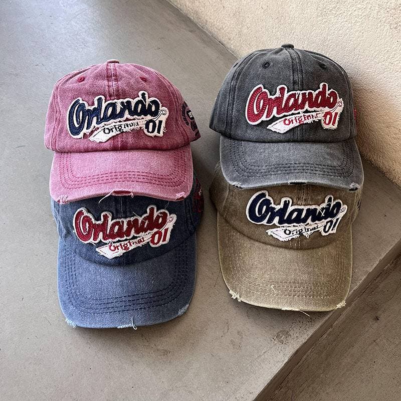 Unisex Vintage Washed Denim Cap – Distressed Baseball Hat (Retro & Face-Slimming)