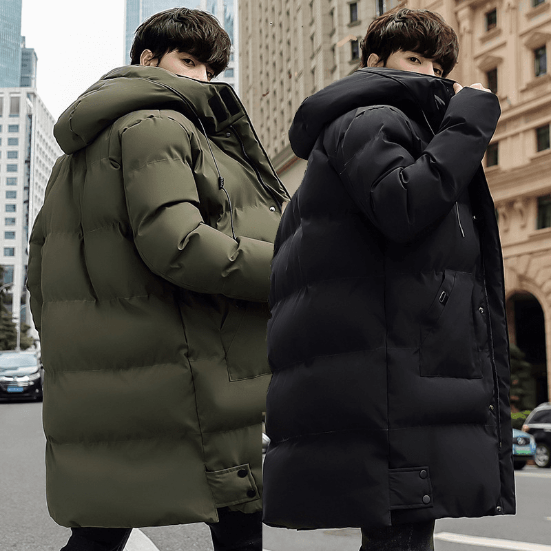 Men's medium long winter plus fat size down padded jacket with thick warm padded jacket