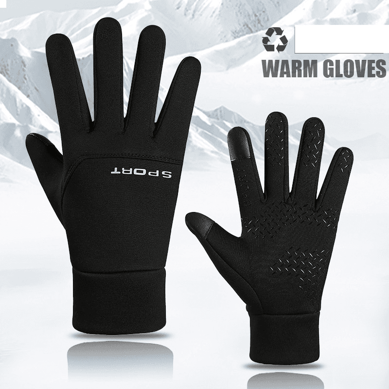 Gloves for men winter winterproof warm with wool thickened waterproof touch screen unilateral cycling exposed 2 fingers