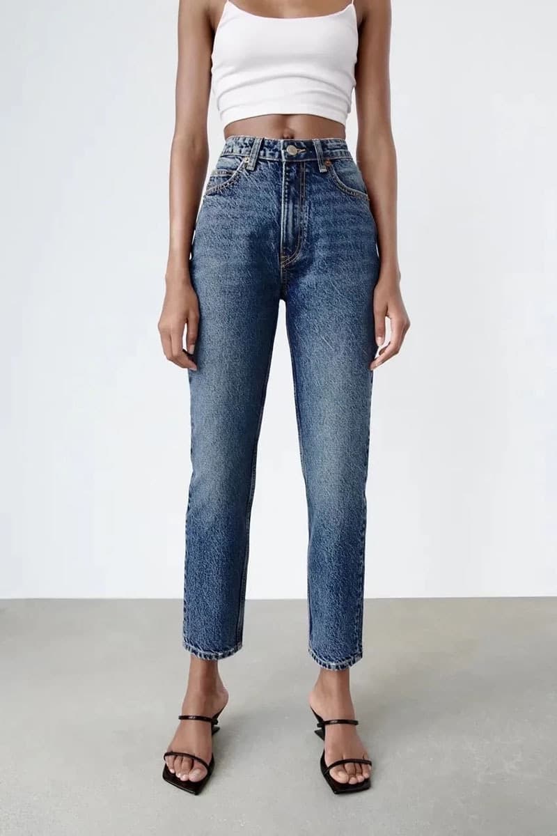 Women's spring new loose version denim trousers high waist loose casual jeans