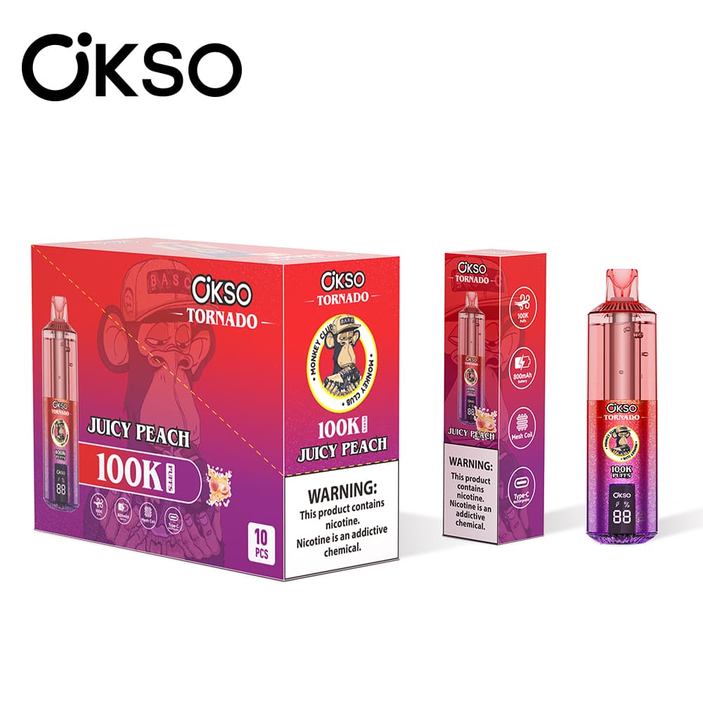 Cigarette électronique jetable OKSO Tornado Monkey Edition, 100 000 bouffées, 10 unités, 800 mAh, 12 saveurs fruitées, écran LED, saveur Myrtil