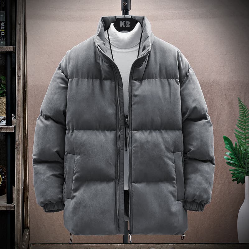 Men's Clothing cotton clothing men's trendy brand cotton jacket winter simple hem drawstring design suede