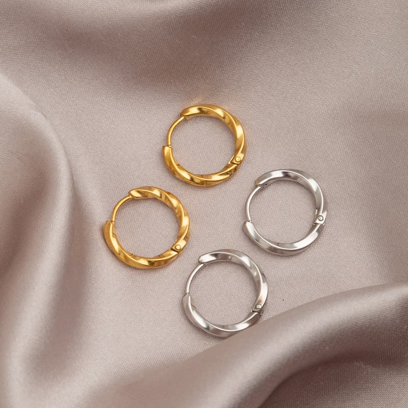 Möbius Earrings Titanium Steel French Style Square Wire Plain Hoop Fashionable Men's Light Luxury Versatile Hoop Earrings