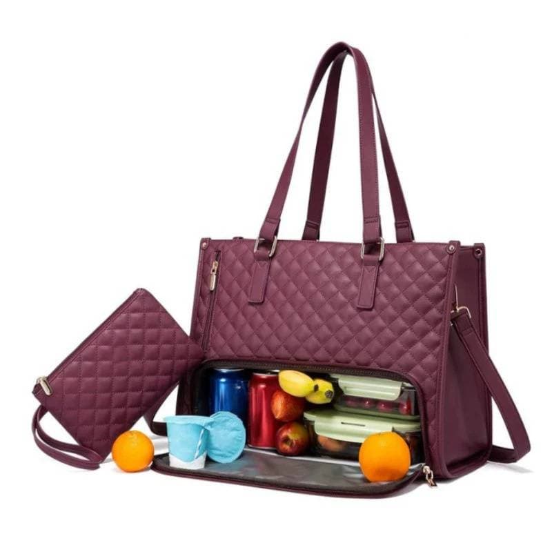 Sac fourre-tout isotherme pour femme – Sac à lunch thermique en PU avec bretelles réglables, étanche et spacieux