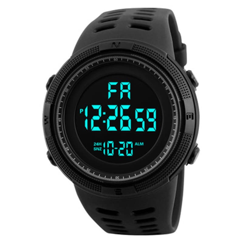 Large Dial Waterproof Sports Watch For Men & Students - Multi-Function Digital Watch With Alarm, Stopwatch & Durable Silicone Strap