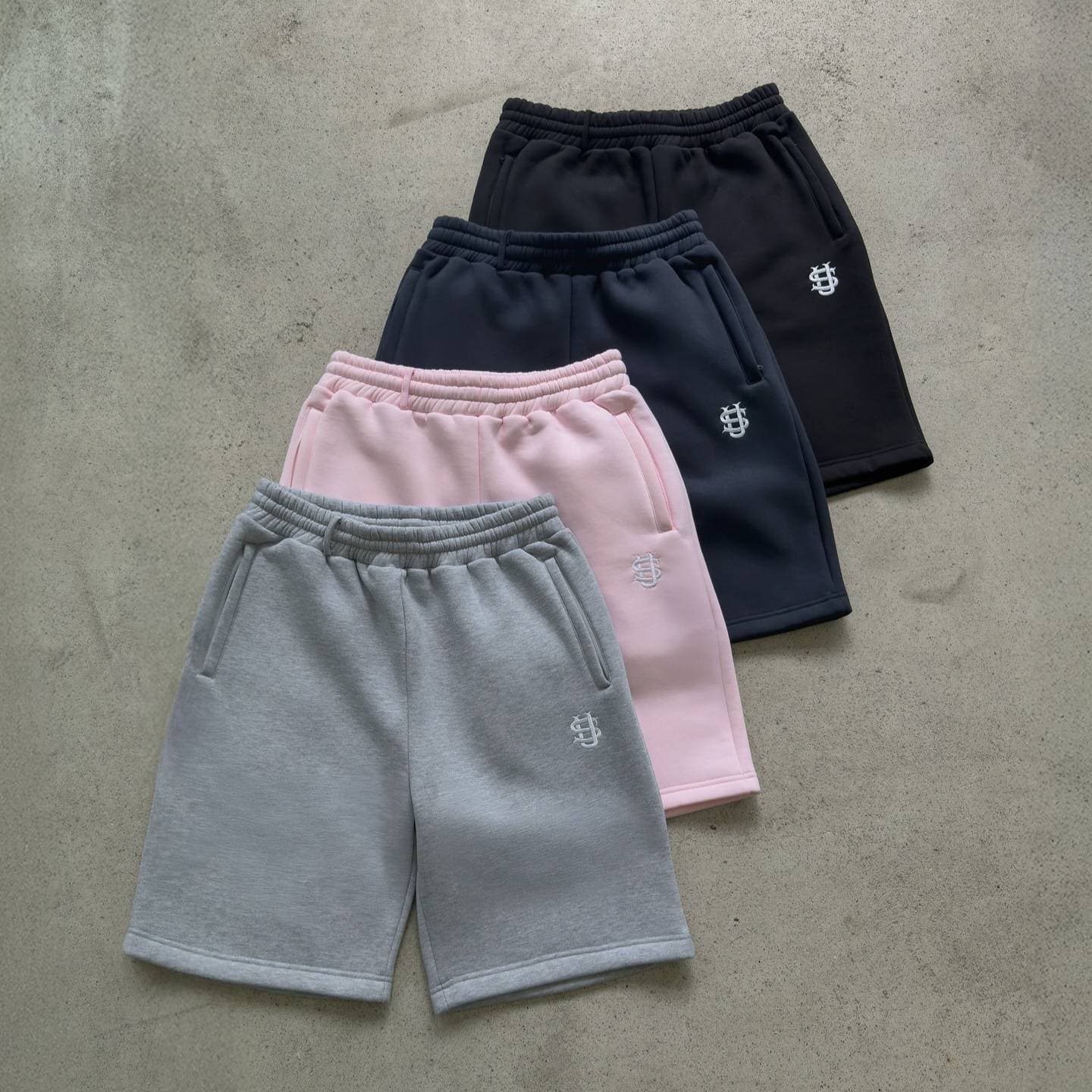 Men's Elastic Casual Shorts Trendy Brand Embroidered Logo Mid Waist Cotton Summer Streetwear Loose Fit Black Gray Spring Autumn