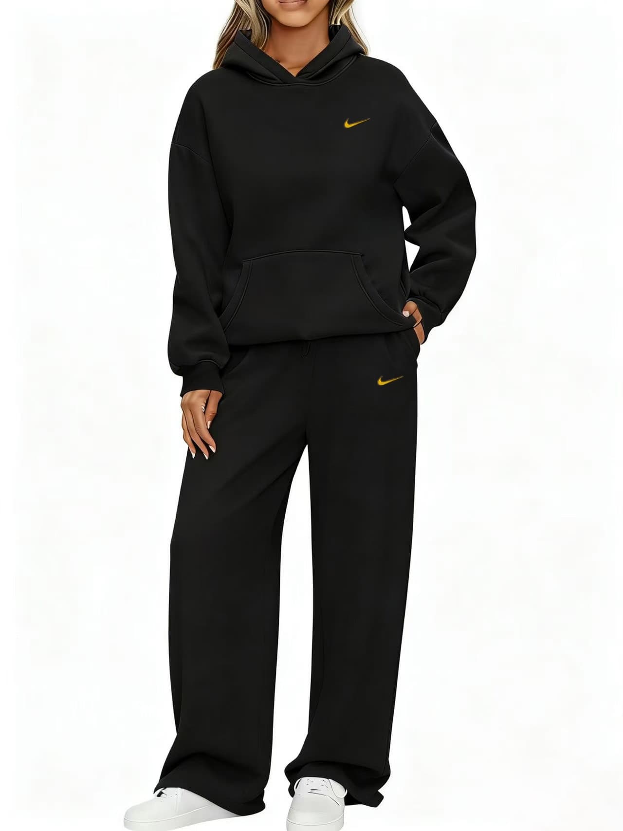 Ensemble 2 pièces Nike pour femme : sweat à capuche oversize et pantalon large, survêtement décontracté à manches longues et capuche.