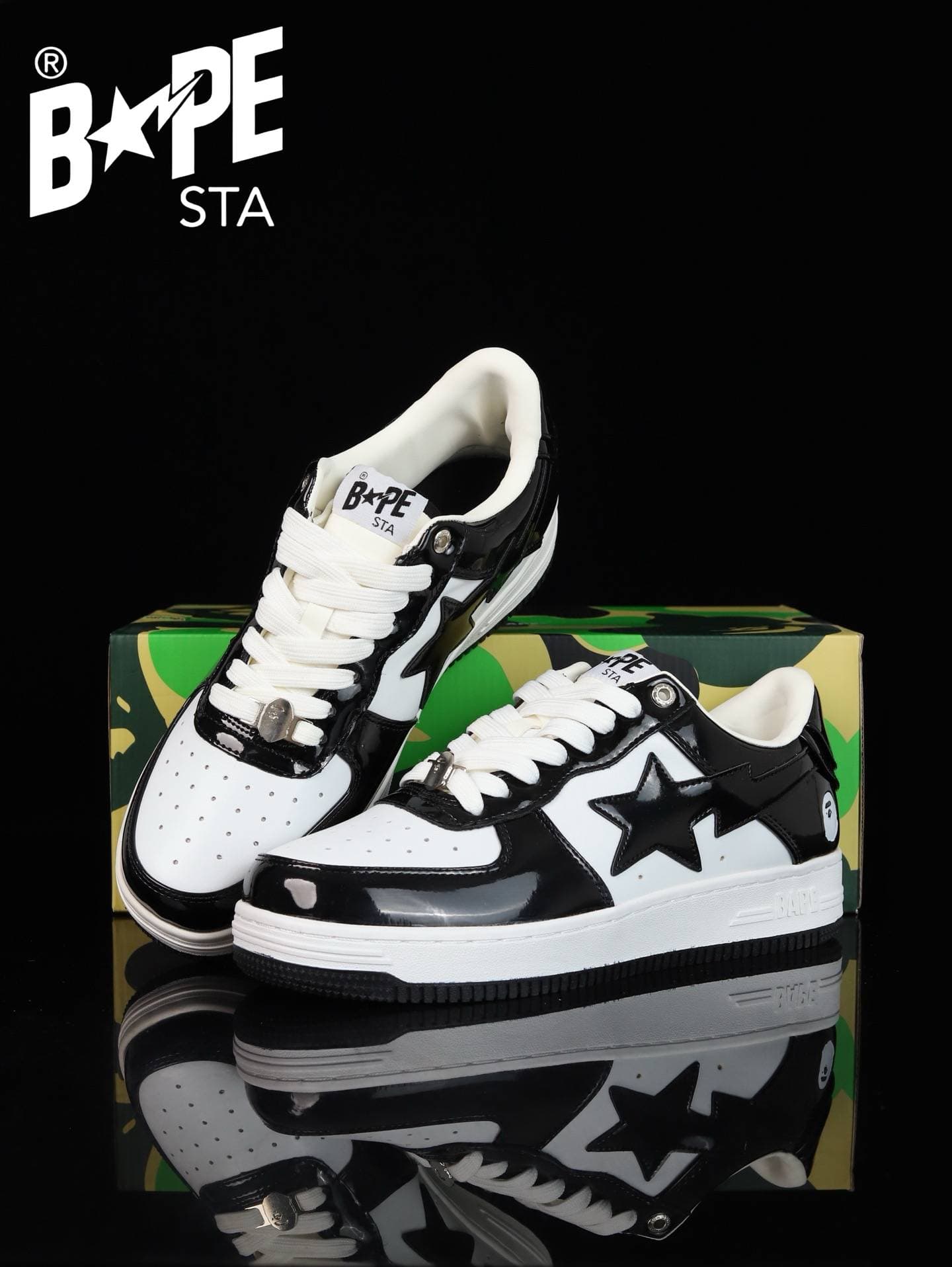 Chaussures de planche classiques en cuir laqué A BATHING-APE, Air Force n°1, pour hommes et femmes, 22 couleurs disponibles