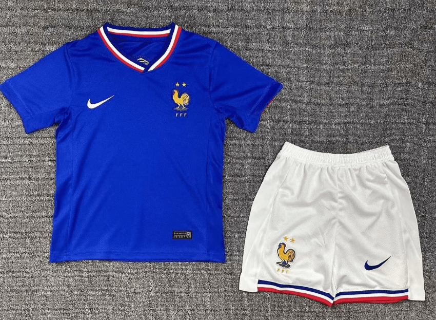 2024 New Adult Children's France National Team Home/Away Football Jersey T-shirt Shorts Set - All Size