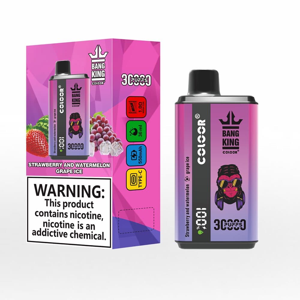 Bang King 30 000 bouffées, une cigarette électronique jetable, deux saveurs, 12 saveurs fruitées, capacité de 36 ml, batterie de 550 mAh
