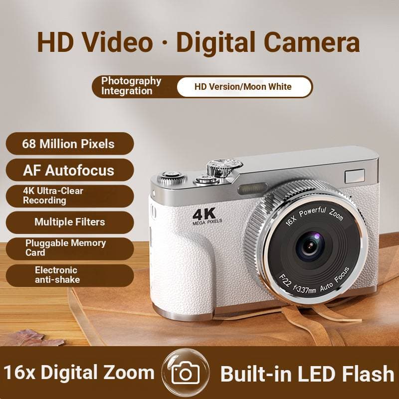 V6 Retro CCD Digital Camera – 16x Zoom Selfie Camera With Pixels & Electronic Stabilization, Compact Travel & Student-Friendly