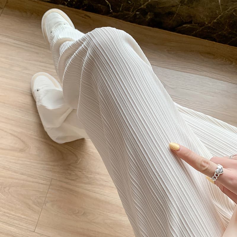 Women's Clothing Ice silk wide-leg pants thin chiffon high waist drape loose straight slim casual mopping trousers