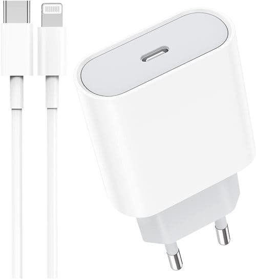 Chargeur USB C 20w chargeur secteur ultra rapide type C adaptateur mural + câble type C vers lightning 1 m compatible iPhone APPLE